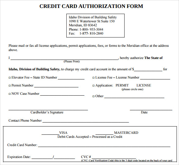 credit card authorization form pdf