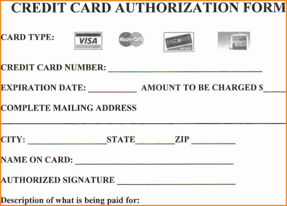 credit card authorization form template