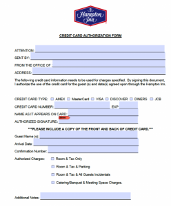 credit card authorization form template word hampton inn credit card authorization form x