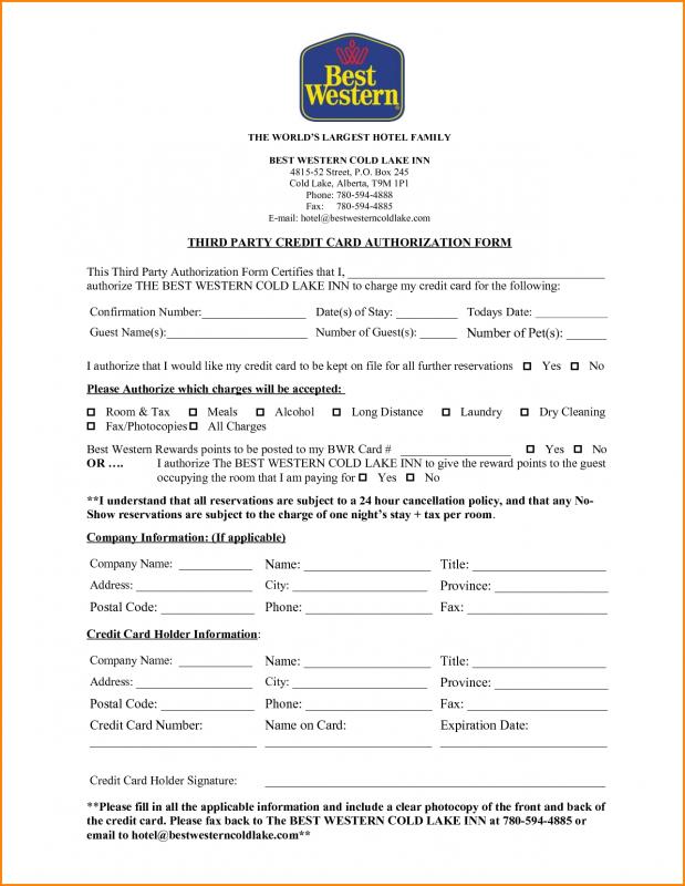 credit card authorization form template word