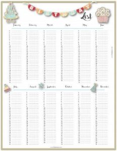 cute daily planner birthday list x