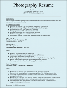 cv format template fashion photographer resume sample with senior photography experience