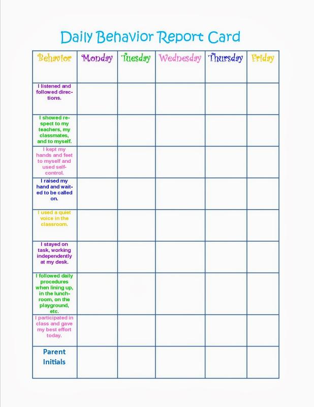 Daily Behavior Chart Template Template Business