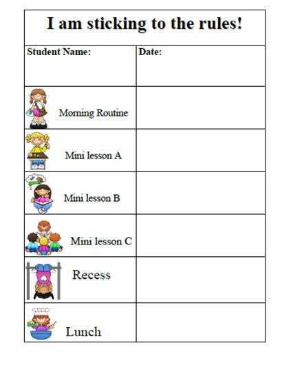 daily behavior chart template