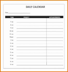 daily calendar template daily calendar template daily appointment calendar template