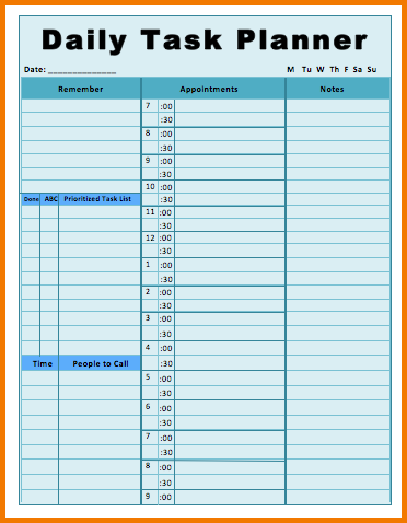 daily checklist template