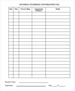 daily log template phone conversation log