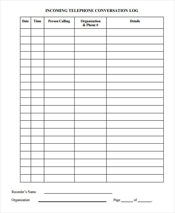 daily log template