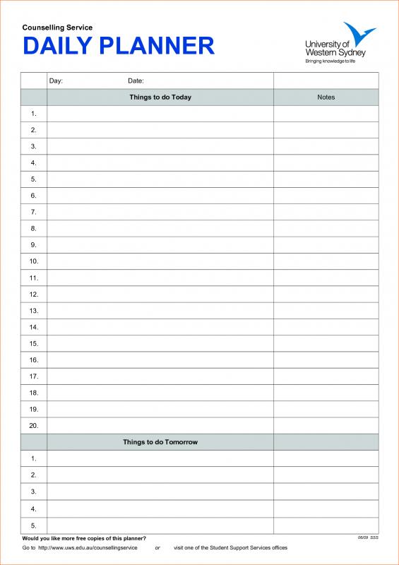 daily planner templates