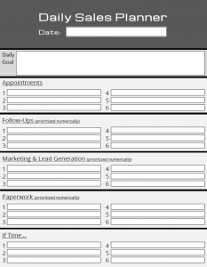 daily planner templates daily sales planner template