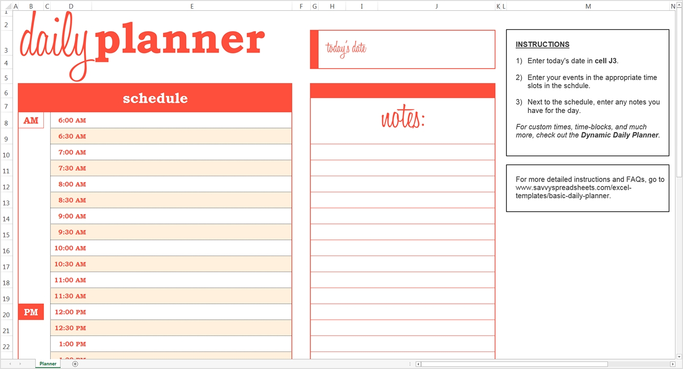 a daily schedule planner