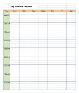 daily schedule template free daily schedule template