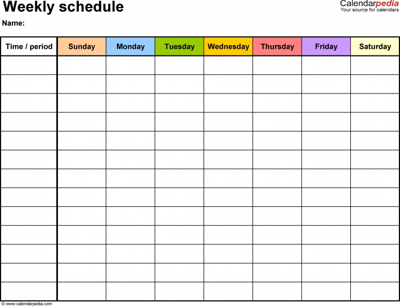 daily schedule template word