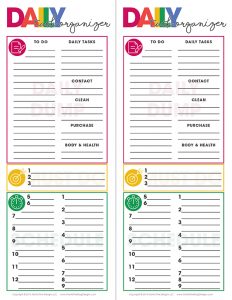 daily task list template daily task list