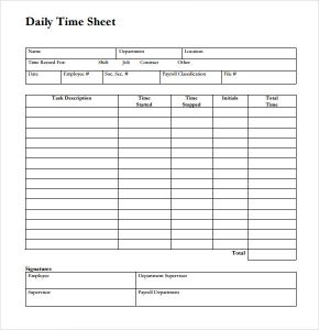 daily time sheet daily timesheet template