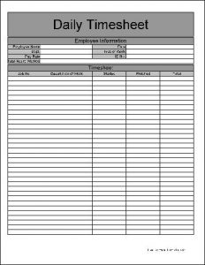 daily time sheet time