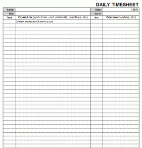 daily timesheet template daily timesheet template