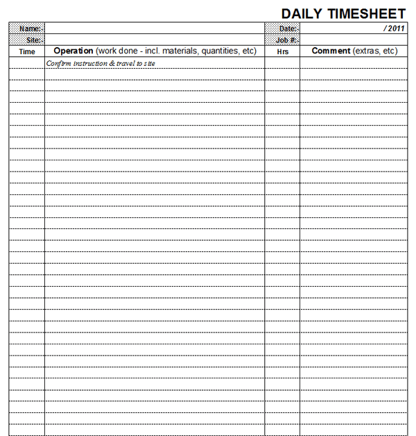 daily timesheet template