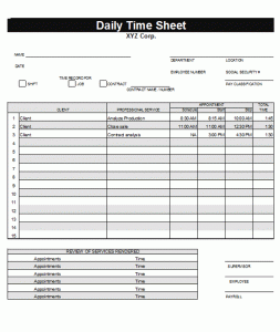 daily timesheet template daily timesheet template