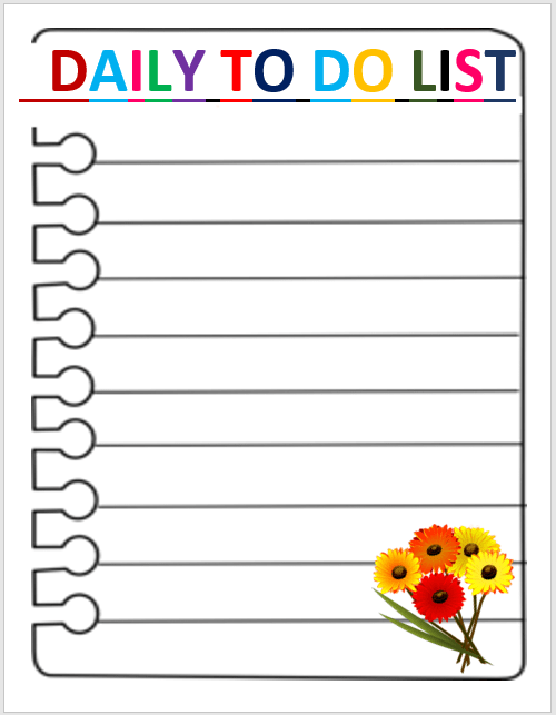 daily todo list template