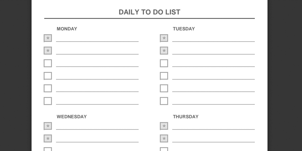 daily todo list template