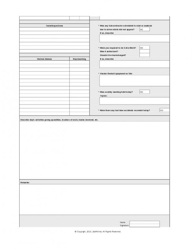 daily work log template