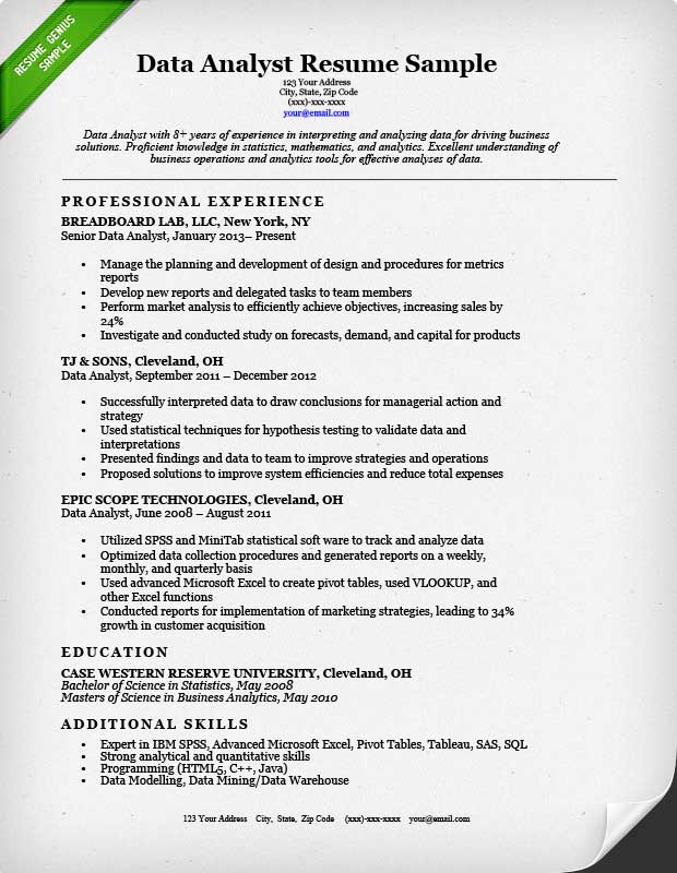 how to write a data analyst resume