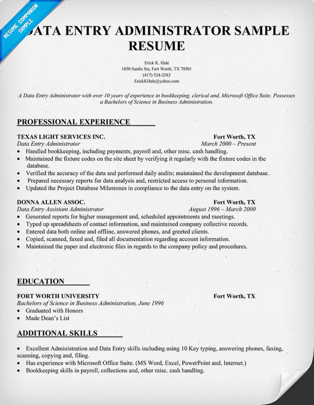 Data Entry Resume | Template Business