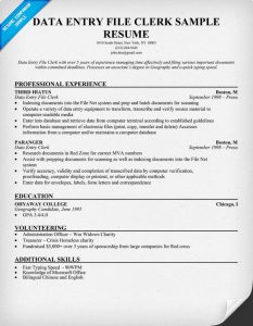 data entry resume data entry file clerk sample resume