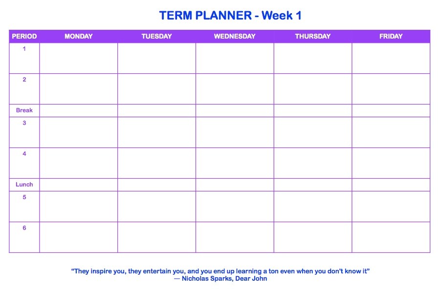 day schedule template