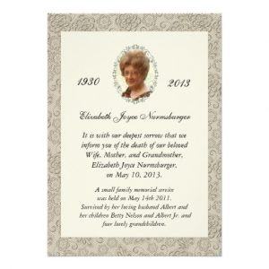 death announcement template elegant ivory damask photo death announcement invitation rbbebbcbdfaef imtzy byvr