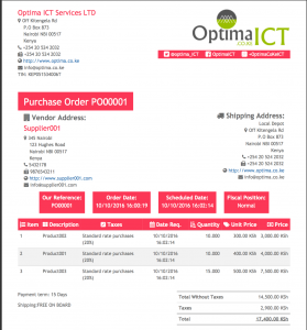 delivery order template po