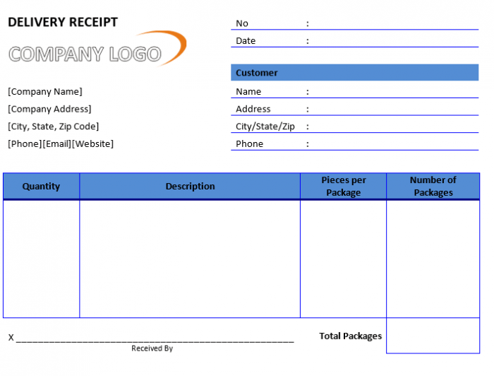 Delivery Receipt Template Template Business