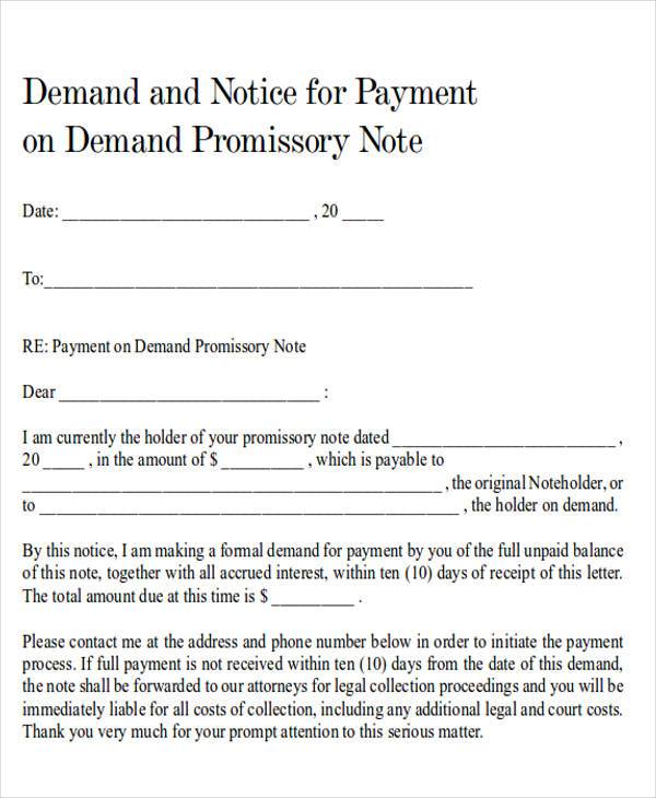 demand for payment letter