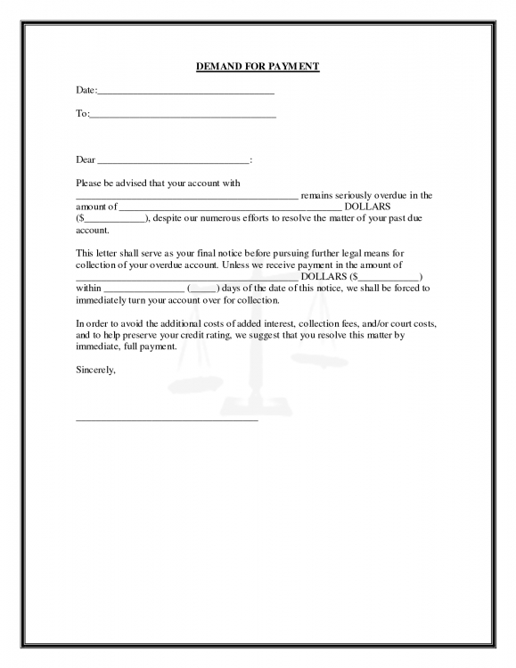 owed template money letter Demand Template  For Letter Owed Money Business