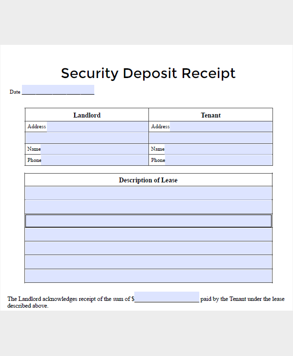 deposit receipt template template business