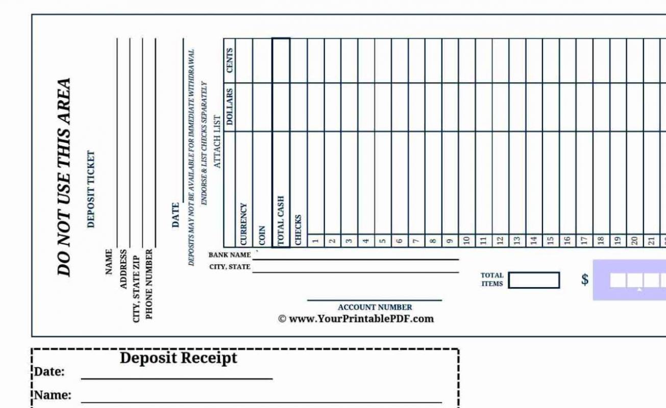 Free Printable Business Deposit Slips