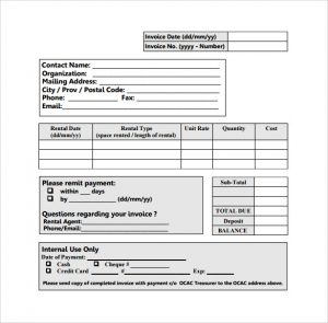 deposit slip templates sample rental invoice template