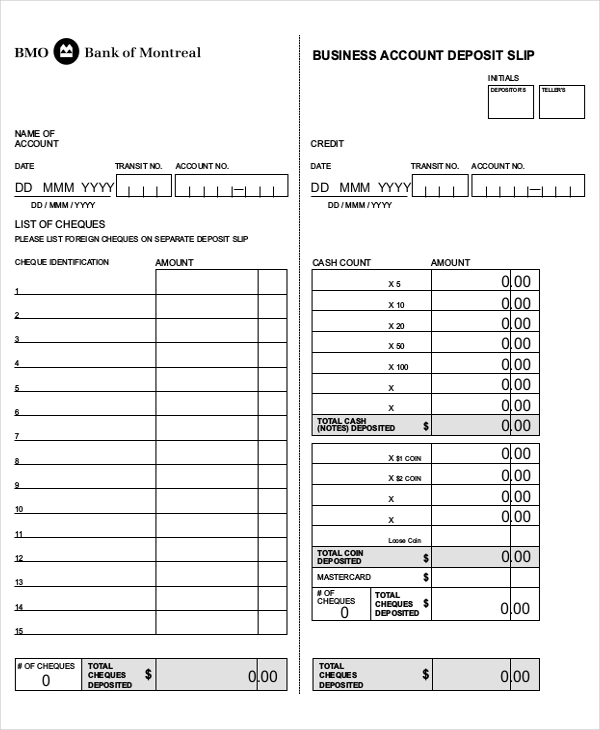 deposit slips template