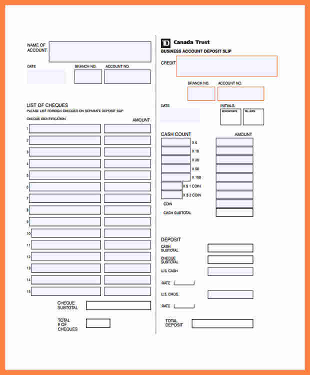 deposit slips template