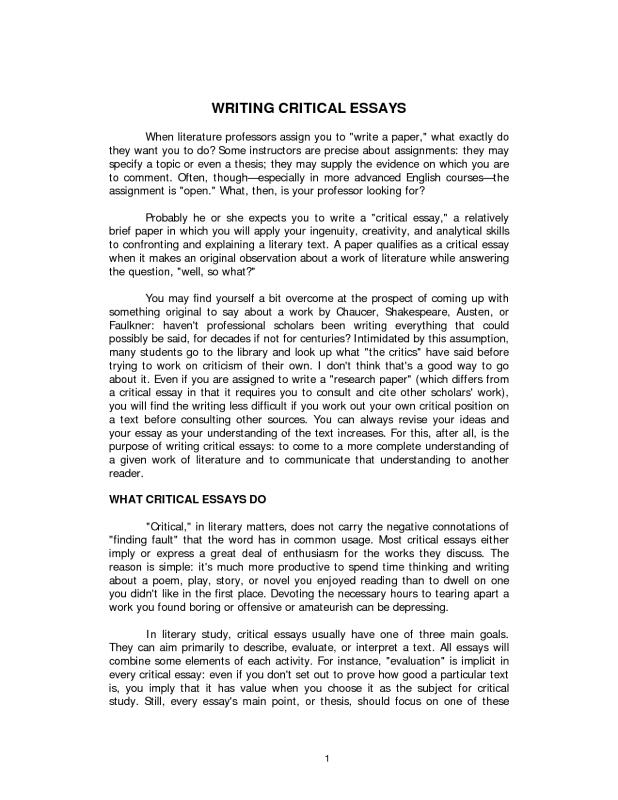 critical essay samples