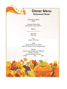 dinner menu template fruits dinner menu template