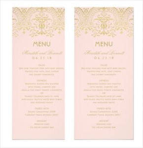 dinner menu template gold vintage glam wedding dinner menu card template sample download