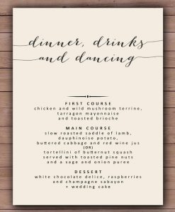 dinner menu template printable wedding dinner menu template sample download