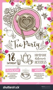 dinner party menu template stock vector tea party invitation template design vintage creative dinner invitation with hand drawn graphic