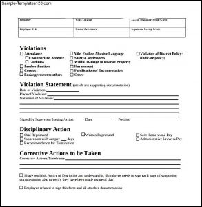 disciplinary action forms simple employee write up form