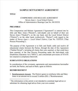 divorce settlement agreement template settlement agreement form example