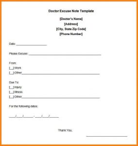 Doctor Excuse Note For Work | Template Business