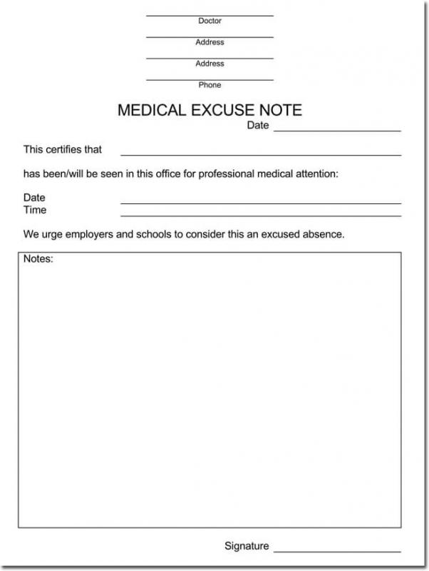 Doctor Excuse Note For Work | Template Business