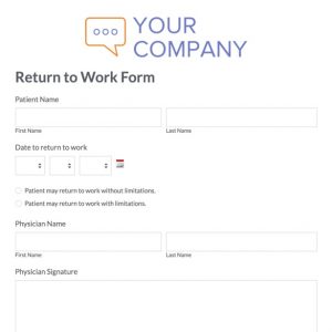doctor excuse template for work return to work form